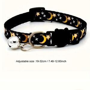 Breakaway Small Pet Collar w/Bell Adjustable Necklace Moon Star Pattern NIP